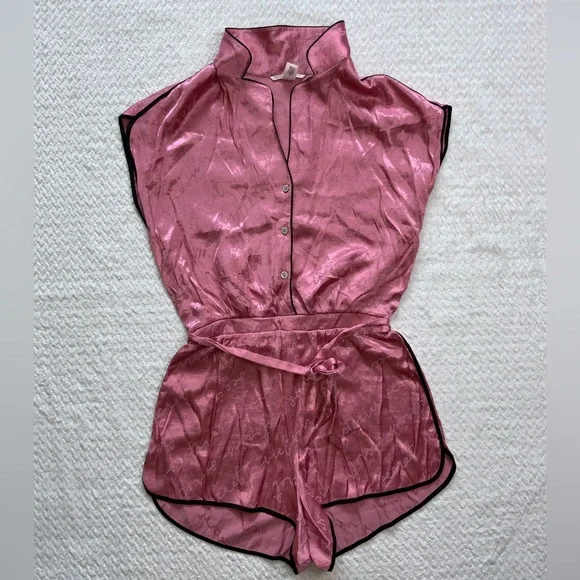 Victoria’s Secret pink satin pink pajama romper - Picture 1 of 8